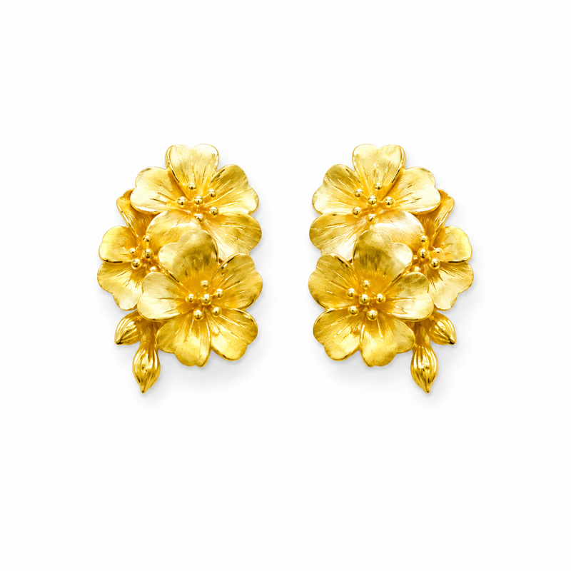 Golden Hydrangea Bloom Earrings