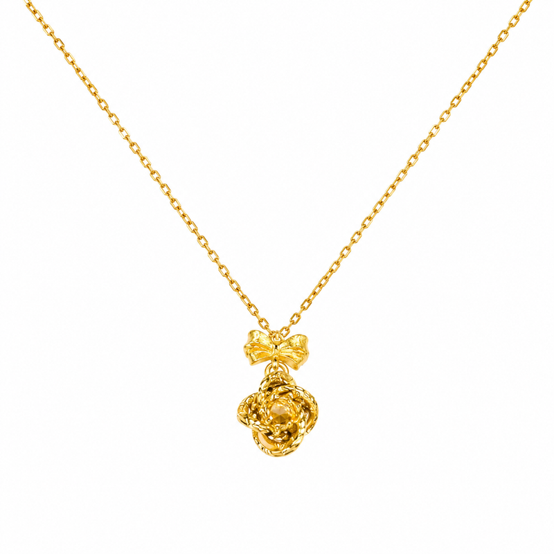 Golden Knot Rose Necklace